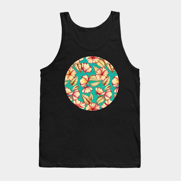 Rust & Teal Floral Pattern Tank Top by micklyn